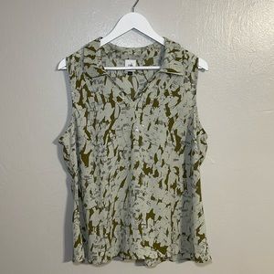 Cabi Womens M Sleeveless Top Geometric Print Casual Polyester Tank Green Brown